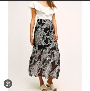 Elegant Black and White Floral Skirt